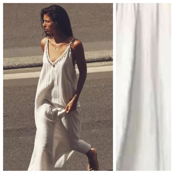 Zara limited edition crochet with shell pattern cotton boho dress - Picture 2 of 9